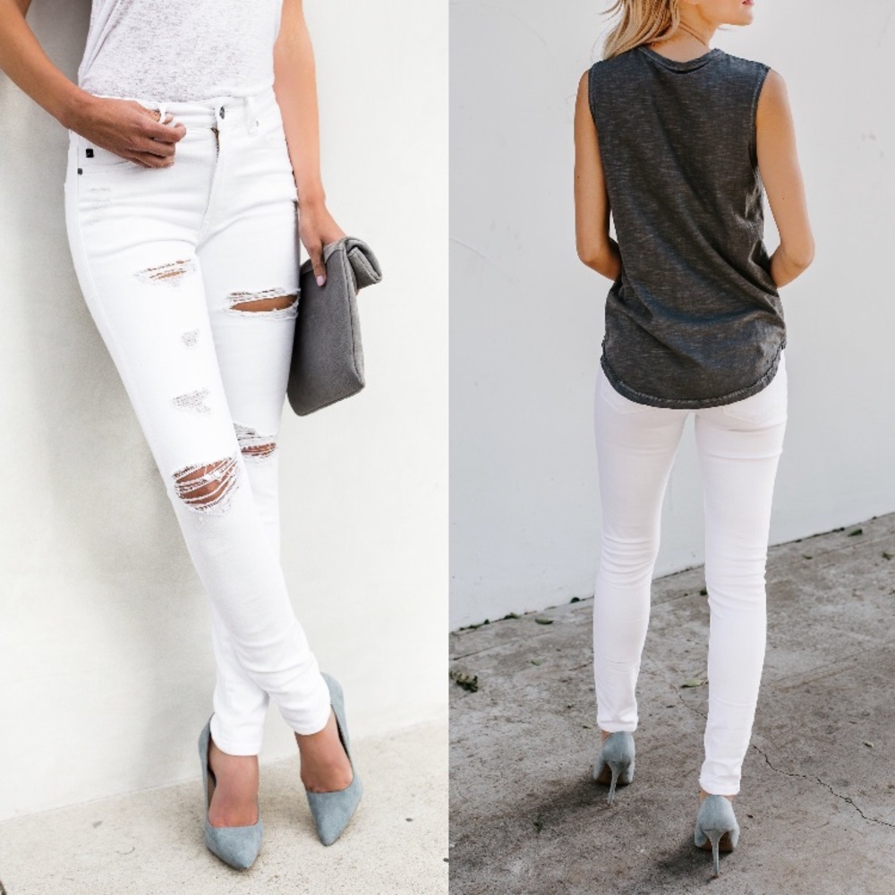 NWT. KanCan White Distressed Skinny Jeans - Picture 3 of 6